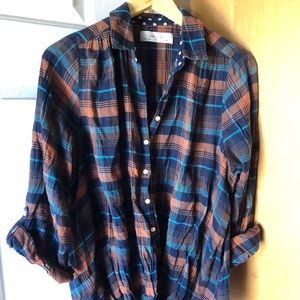 Plaid Button Down Shirt - Blue and Brown